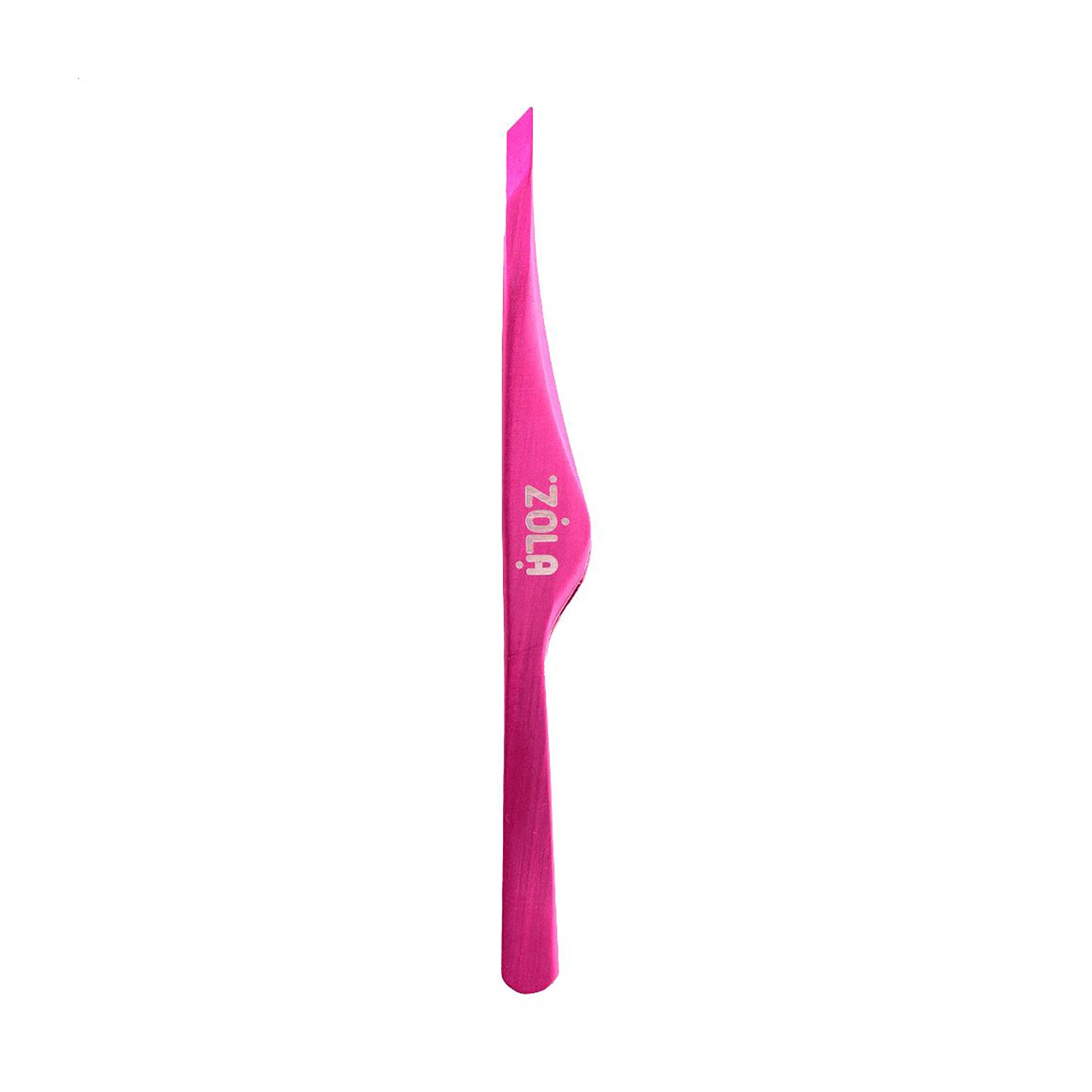 Пінцет професійний для брів Zola Color Series Pink скошений, 1 шт